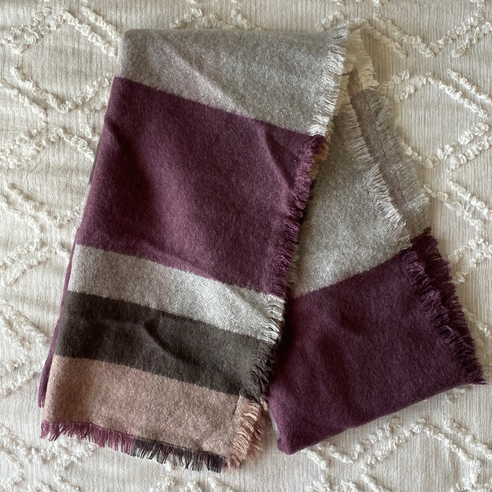 Express Purple Color Block Blanket Scarf